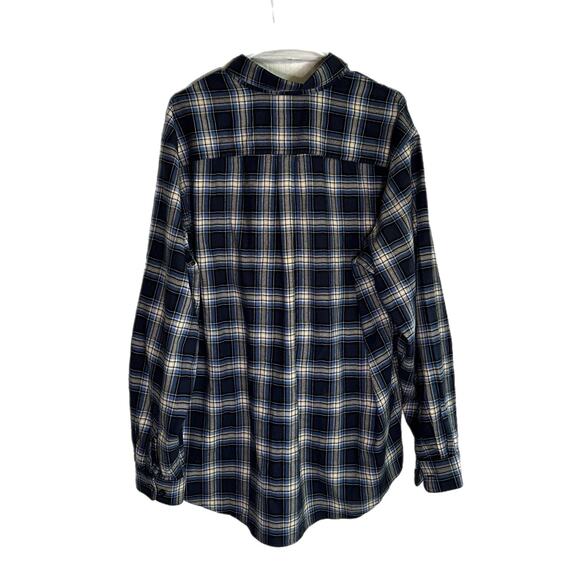 LL Bean Blue Plaid Traditional Fit Fleece Button Down, Large, Pre-owned - Picture 3 of 6
